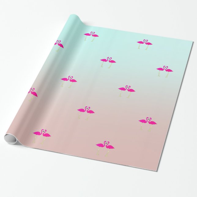 Schöne rosa Flamingos in Liebe Geschenkpapier (Ungerollt)