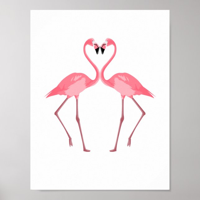 Schöne rosa Flamingos-Liebe Poster (Vorne)