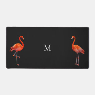Schöne rosa Flamingos & Monogramm Schreibtischunterlage