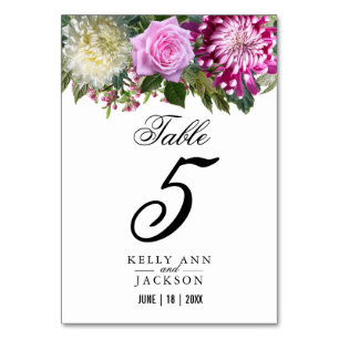 Schöne rosa Flora Tischnummer