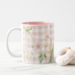 Schöne rosa florale Karos Zweifarbige Tasse