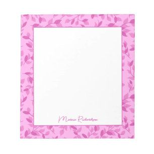 Schöne rosa Floralien moderne Schrift personalisie Notizblock