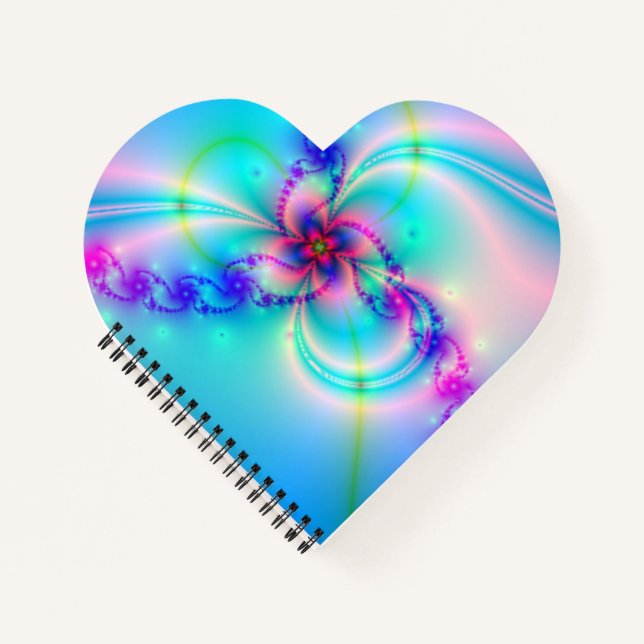 Schöne rosa fraktale Blume Notizbuch (Vorderseite)