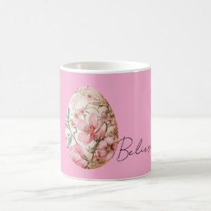 Schöne rosa Frühlingsblumen Osterei Kaffeetasse