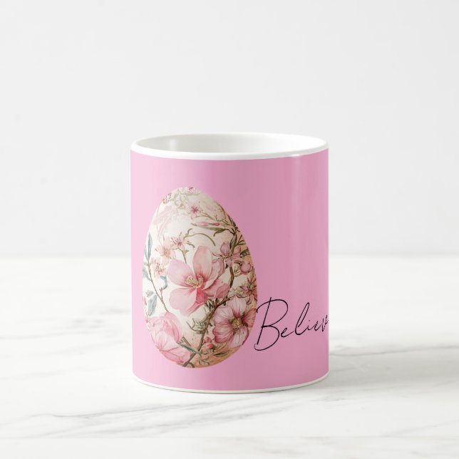 Schöne rosa Frühlingsblumen Osterei Kaffeetasse (Mittel)
