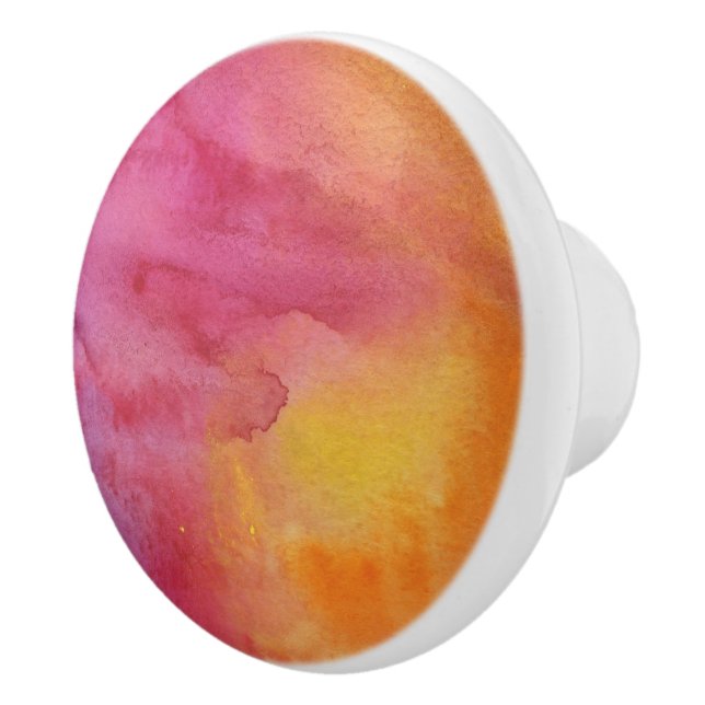 Schöne, rosa, gelb-gelbe Krawatte Keramikknauf (Rechts)