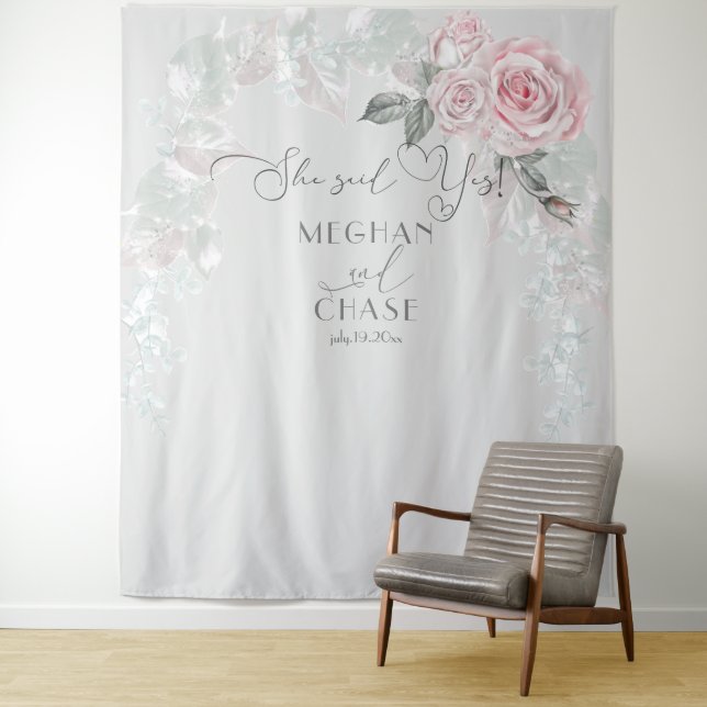 Schöne, rosa gestrichene Rosen Prop BarefootBride™ Wandteppich (Beispiel)