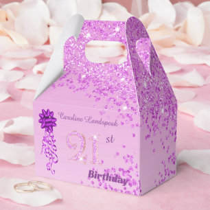 Schöne rosa Glitter-Schleife 21. Geburtstag Geschenkschachtel