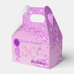Schöne rosa Glitter-Schleife 30. Geburtstag Geschenkschachtel