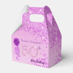 Schöne rosa Glitter-Schleife 50. Geburtstag Geschenkschachtel