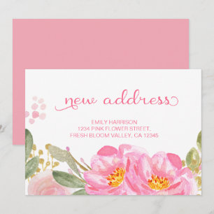 Schöne rosa goldene Wasserfarbe-Floral-Neue Adress Ankündigung