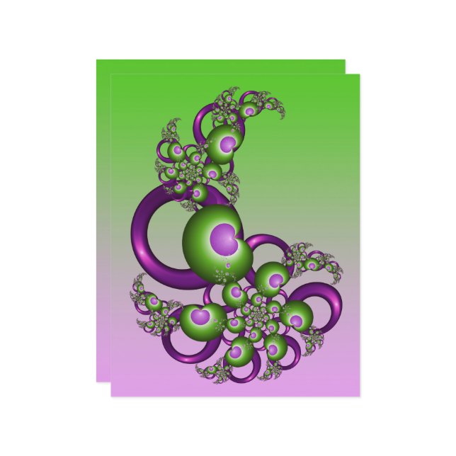 Schöne rosa grüne Herzen Modernes Abstraktes Frakt (Vorderseite/Rückseite Beispiel)