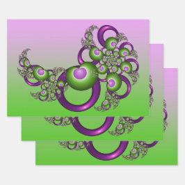 Schöne rosa grüne Herzen Modernes Abstraktes Frakt Geschenkpapier Set