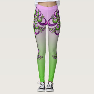 Schöne rosa grüne Herzen Modernes Abstraktes Frakt Leggings