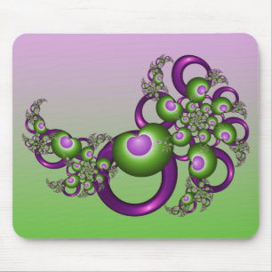 Schöne rosa grüne Herzen Modernes Abstraktes Frakt Mousepad
