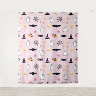 Schöne rosa Halloween-Icons Wanddekoration Wandteppich