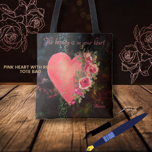 Schöne rosa Herz schwarze Tote-Tasche