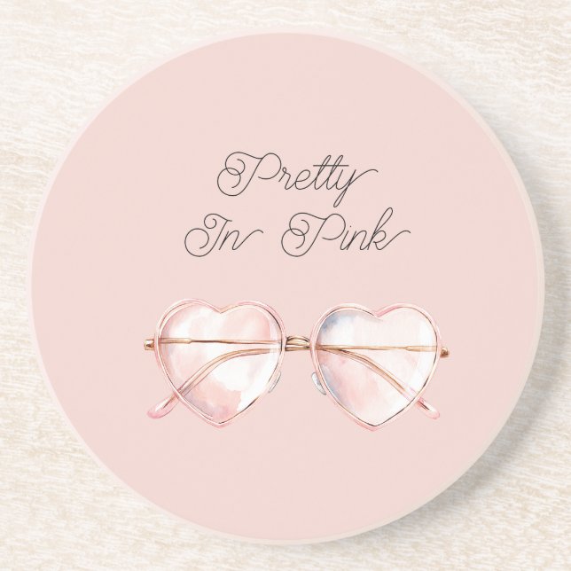 Schöne rosa Herz-Sonnenbrille Getränkeuntersetzer (Vorne)