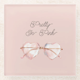 Schöne rosa Herz-Sonnenbrille Glasuntersetzer