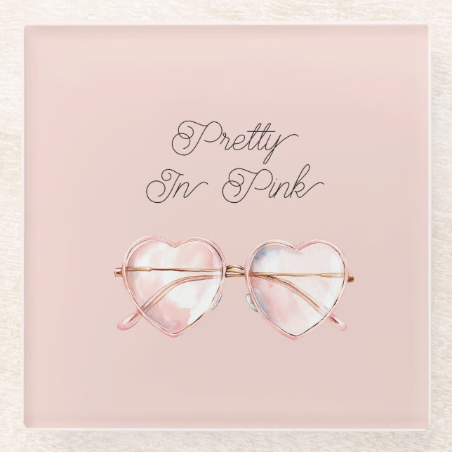 Schöne rosa Herz-Sonnenbrille Glasuntersetzer (Vorderseite)