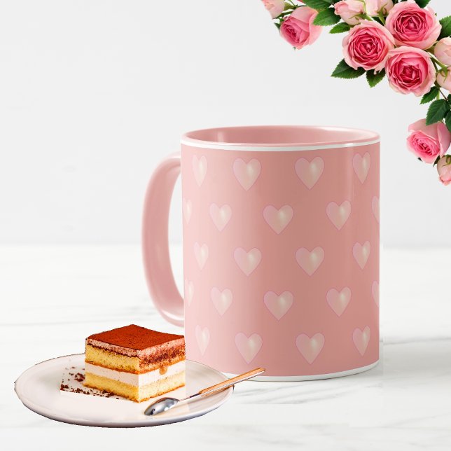 Schöne rosa Herzen auf Rosa Tasse (Von Creator hochgeladen)