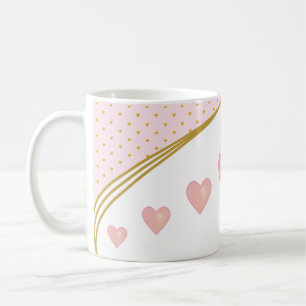 Schöne rosa Herzen & goldenes Konfetti Kaffeetasse