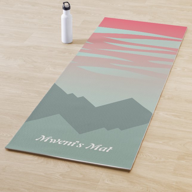 schöne rosa Himmel- und Gebirgsillustrierung Yogamatte (Beispiel)