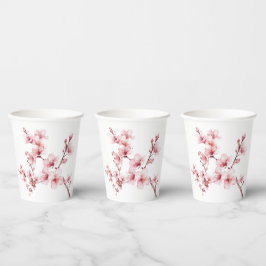 Schöne rosa Kirschbaumblüten Pappbecher
