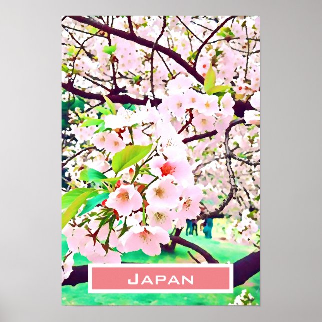 Schöne Rosa Kirschblüte Japan Reise Poster (Vorne)