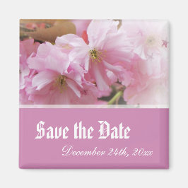 Schöne Rosa Kirschblüte Save the Date Hochzeit Magnet