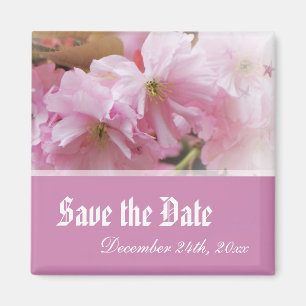 Schöne Rosa Kirschblüte Save the Date Hochzeit Magnet