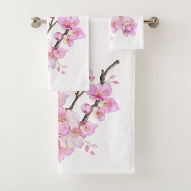 Schöne rosa Kirschblüten Badhandtuch Set (Insitu)