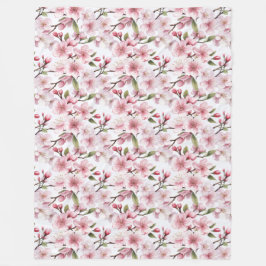 Schöne rosa Kirschblüten Fleecedecke