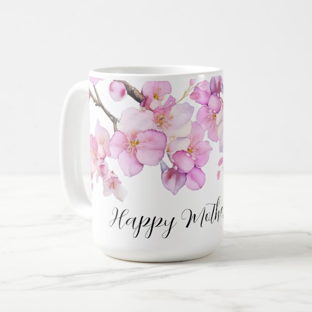 Schöne rosa Kirschblüten Kaffeetasse (Vorderseite Links)