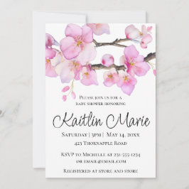 Schöne Rosa Kirschblüten Kalligraphie-Skript Einladung