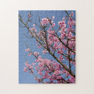 Schöne rosa Kirschblüten und blauer Himmel Puzzle