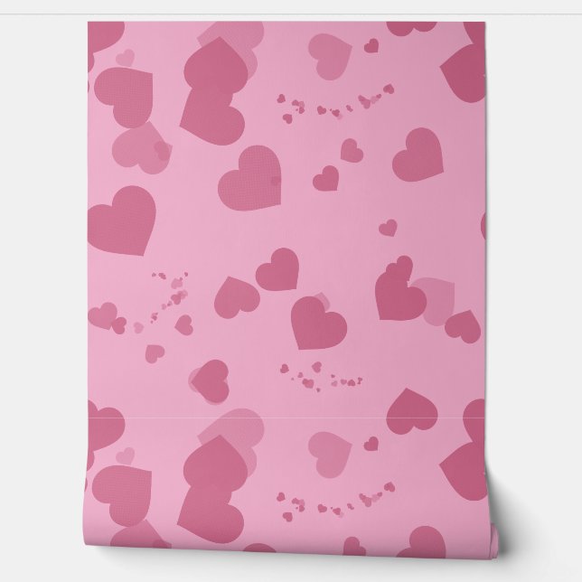 Schöne rosa Liebesherzen Tapete (Abrollen)