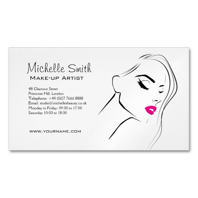 Schöne Rosa Lippen bilden das Künstlermarkieren Magnetische Visitenkarte (Vorderseite)