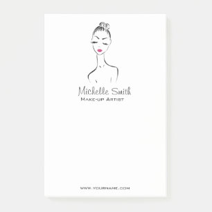 Schöne Rosa Lippen bilden das Künstlermarkieren Post-it Klebezettel