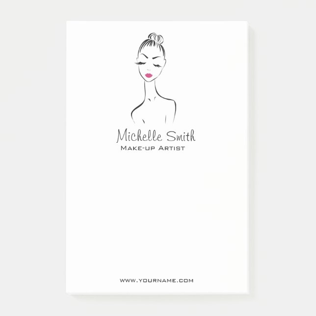 Schöne Rosa Lippen bilden das Künstlermarkieren Post-it Klebezettel (Vorderseite)