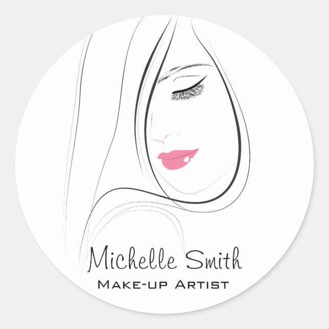 Schöne Rosa Lippen bilden das Künstlermarkieren Runder Aufkleber (Vorderseite)