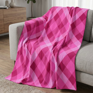 Schöne rosa-magenta-karierte mittelgroße Fleece-De Fleecedecke