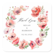 Schöne rosa Mohnblume Blume Danke Square