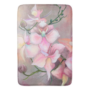 Schöne rosa Orchideen-Blume - Original Malerei Badematte
