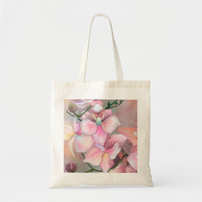 Schöne rosa Orchideen-Blume - Original Malerei Tragetasche (Vorne)
