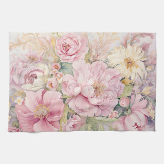 Schöne rosa Pfingstrosen Aquarelle Geschirrtuch
