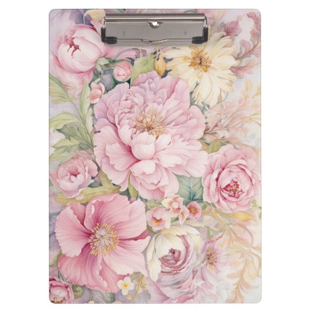 Schöne rosa Pfingstrosen Aquarelle. Klemmbrett (Vorderseite)