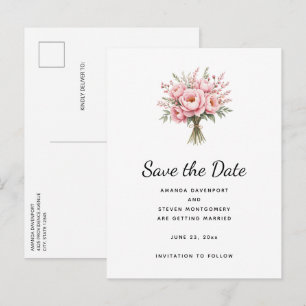 Schöne rosa Pfingstrosen-Blumenstrauß-Hochzeit Ankündigungspostkarte