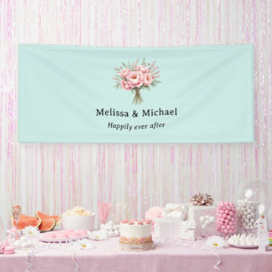 Schöne rosa Pfingstrosen-Blumenstrauß-Hochzeit Banner