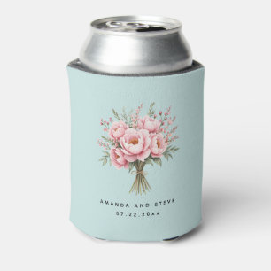 Schöne rosa Pfingstrosen-Blumenstrauß-Hochzeit Dosenkühler